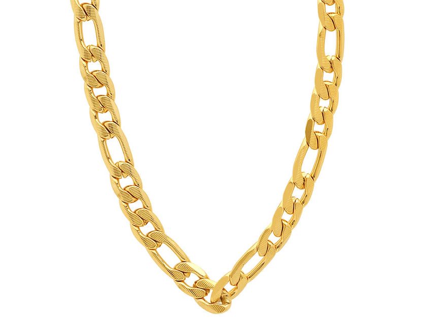 Mens stainless steel accented 10mm figaro chain link necklace