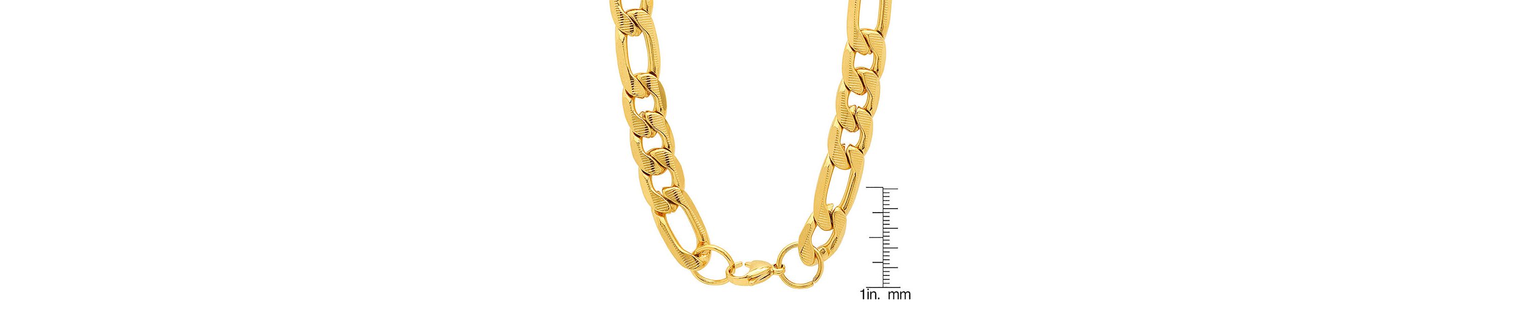 Mens stainless steel accented 10mm figaro chain link necklace