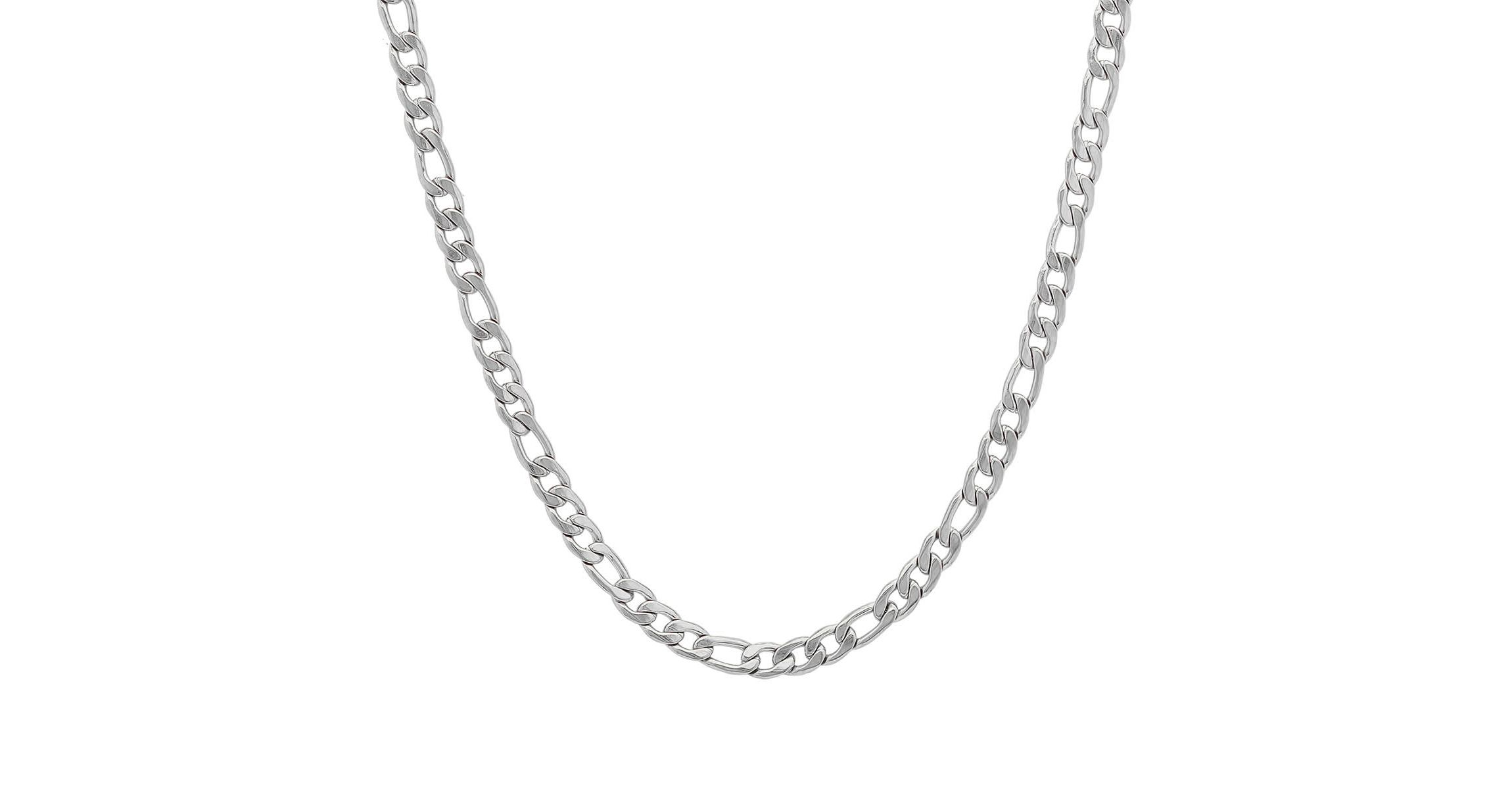 Mens black ip figaro stainless steel chain necklace
