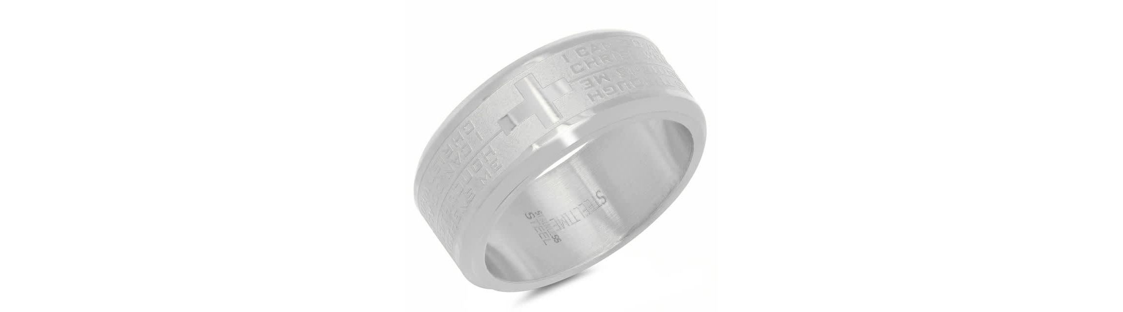 18k gold plated stainless steel "I can do all things through Christ who strengthens me" quote band ring