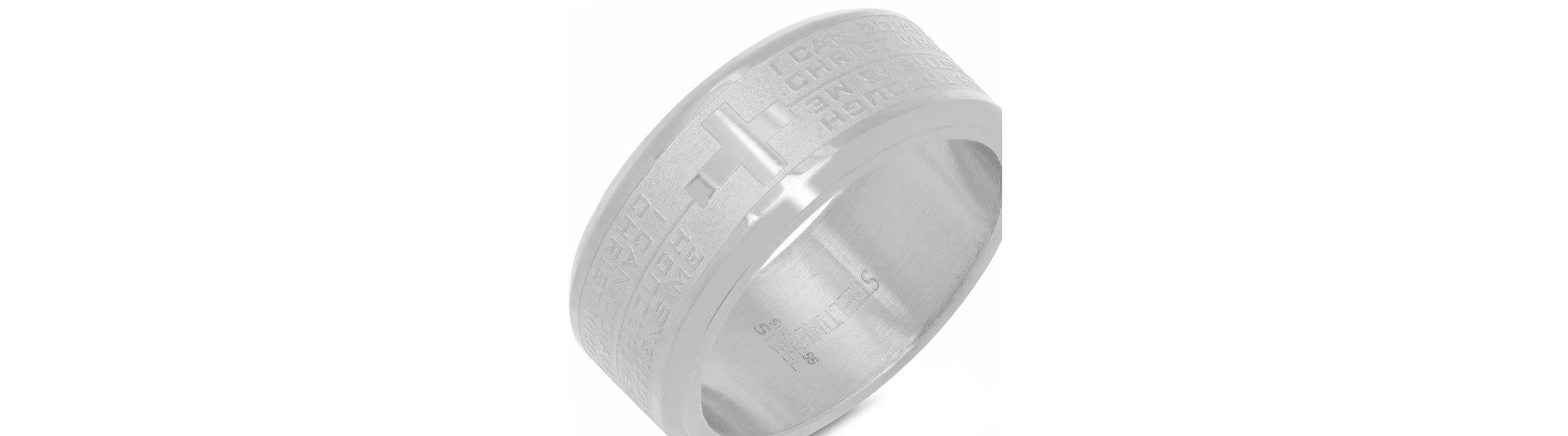 18k gold plated stainless steel "I can do all things through Christ who strengthens me" quote band ring
