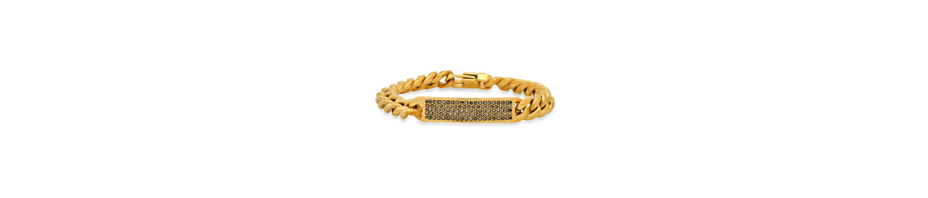 Mens stainless steel and simulated gray diamonds cuban link id bracelet