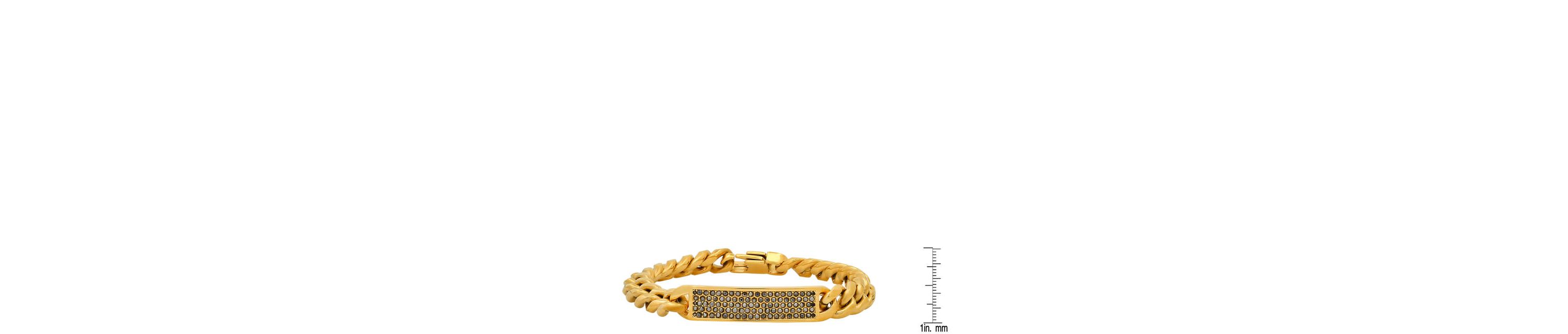 Mens stainless steel and simulated gray diamonds cuban link id bracelet