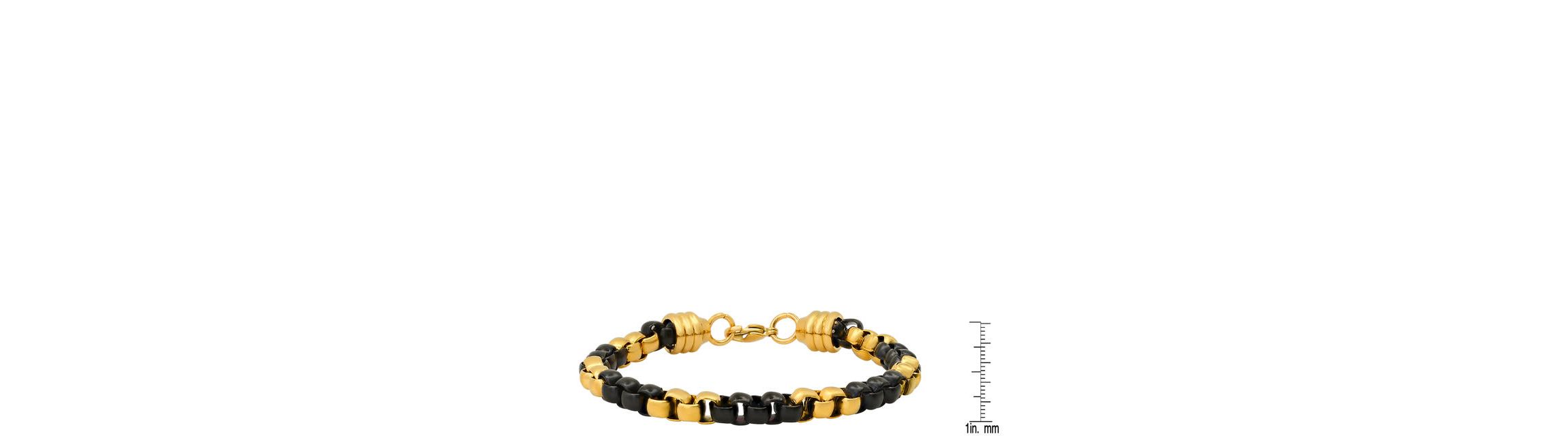 Mens two tone blue and black ip stainless steel box chain bracelet