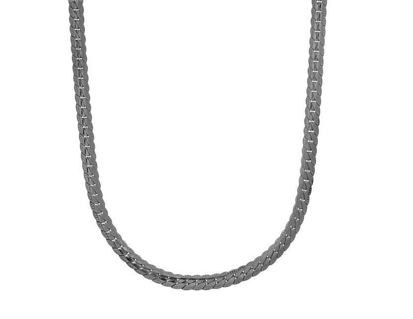 Mens 18k gold plated stainless steel curb cuban link flat necklace