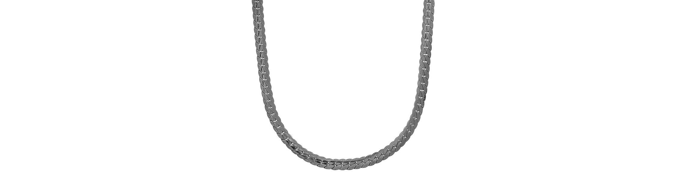 Mens 18k gold plated stainless steel curb cuban link flat necklace