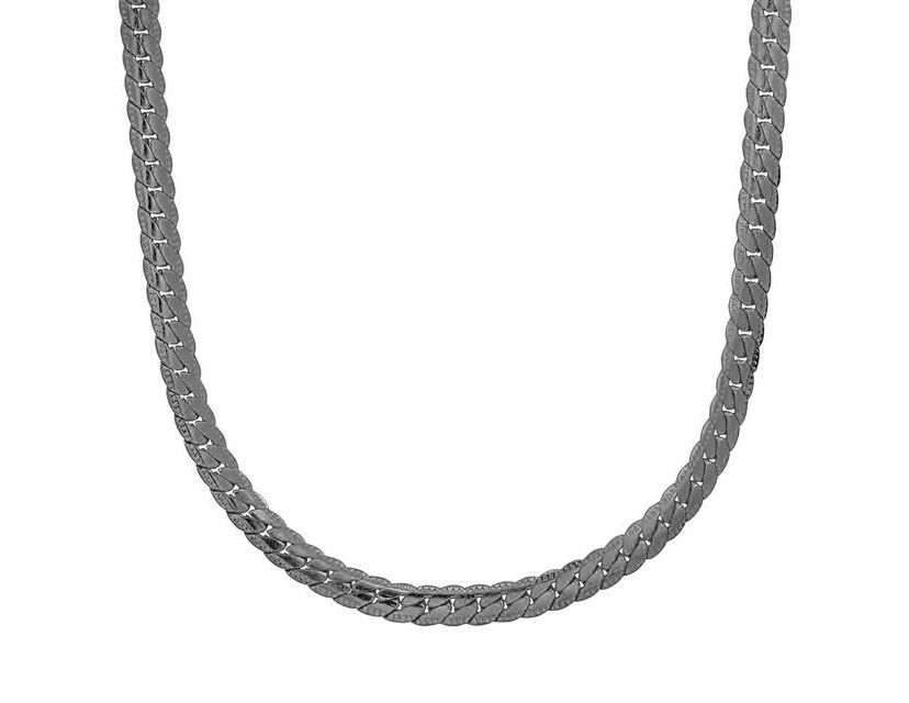Mens 18k gold plated stainless steel curb cuban link flat necklace