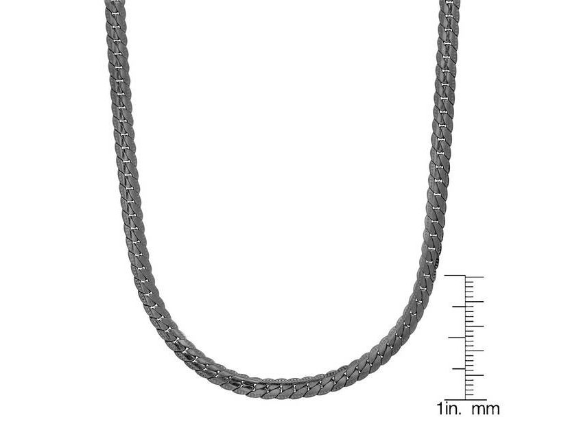 Mens 18k gold plated stainless steel curb cuban link flat necklace