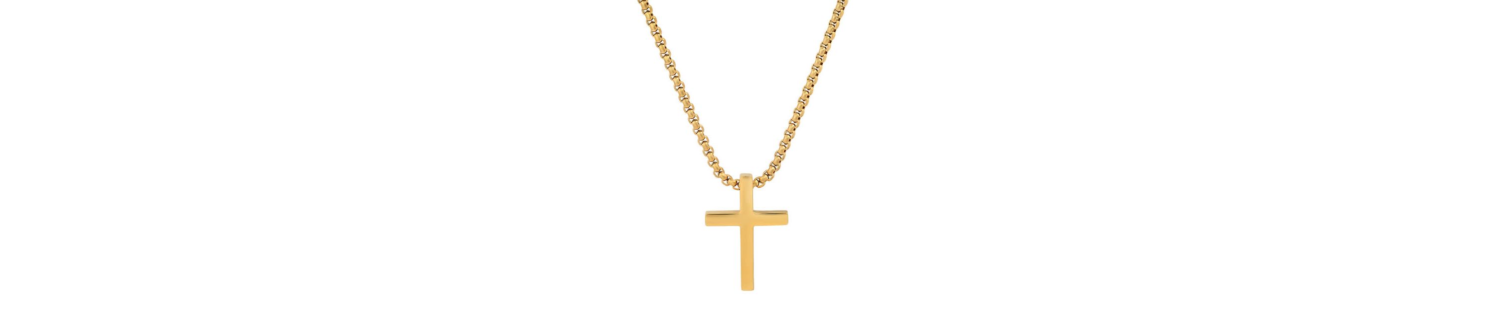Mens stainless steel polished cross pendant