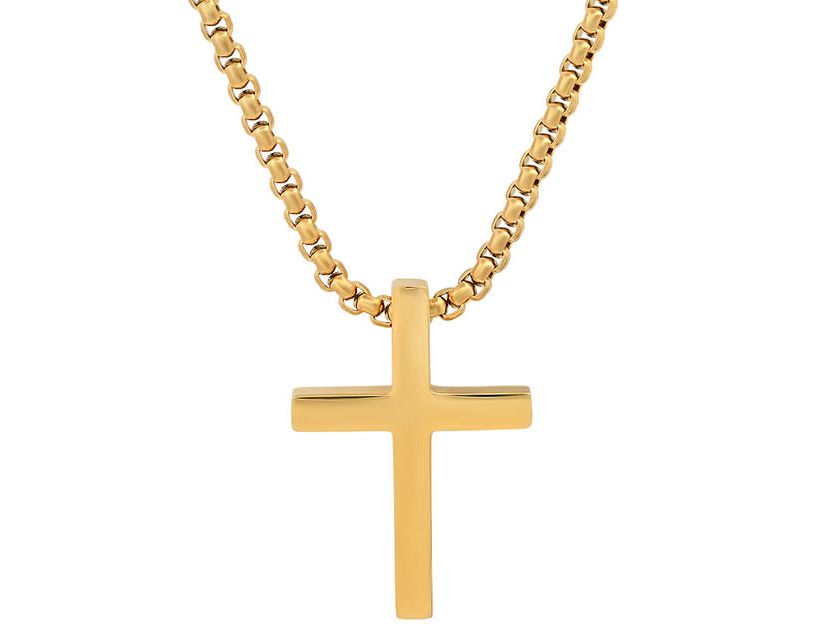 Mens stainless steel polished cross pendant