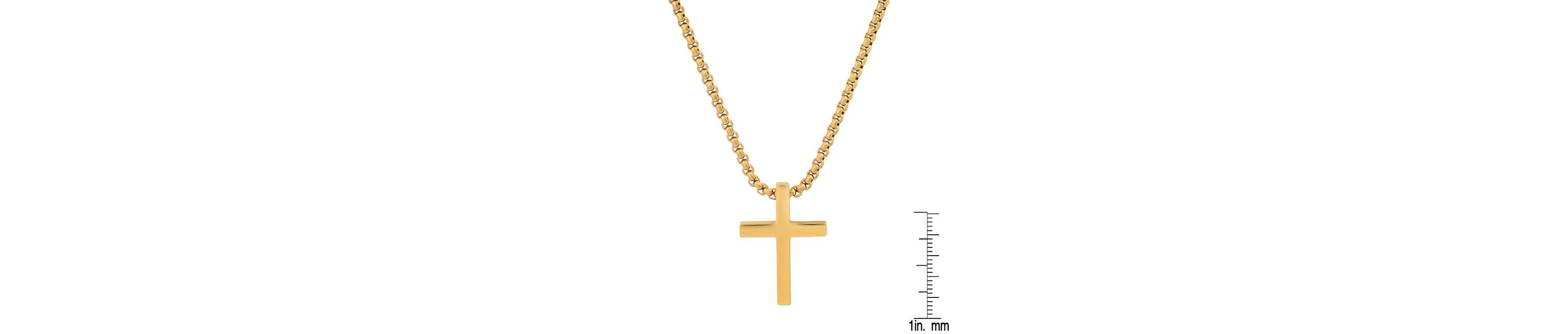 Mens stainless steel polished cross pendant