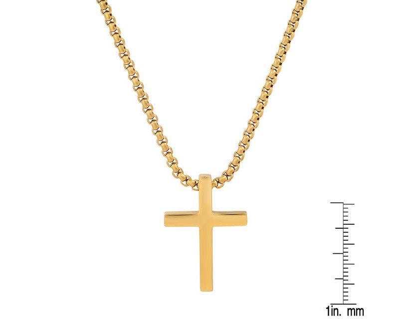 Mens stainless steel polished cross pendant