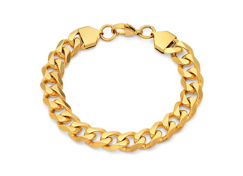 Mens stainless steel 8.5" Cuban bracelet, lobster clasp