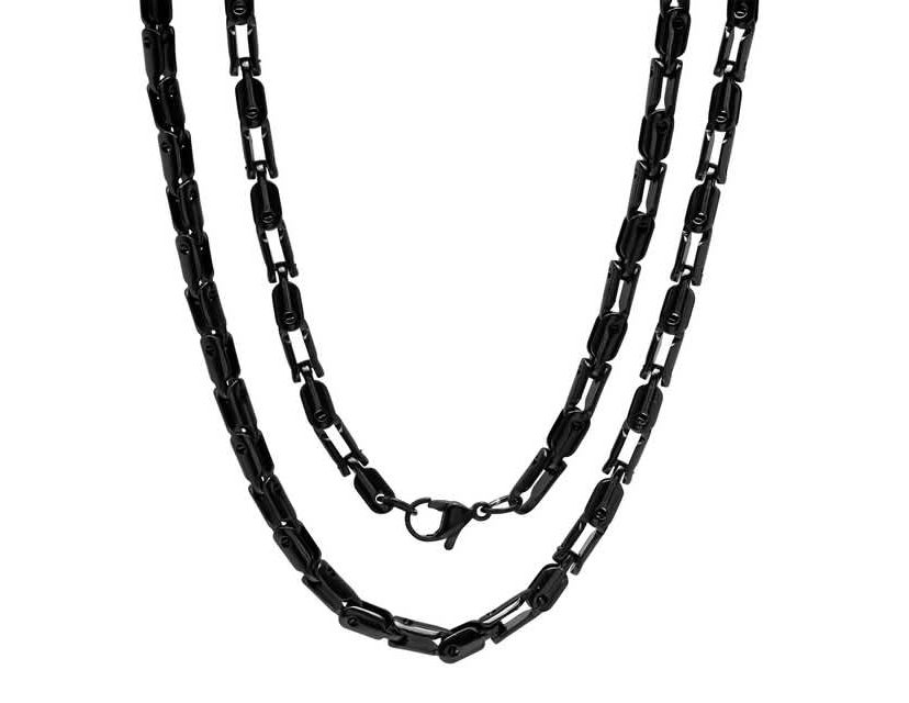 Mens 18k gold plated stainless steel rounded bicycle chain necklace