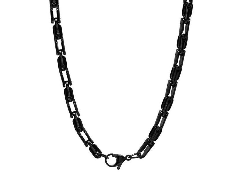 Mens 18k gold plated stainless steel rounded bicycle chain necklace