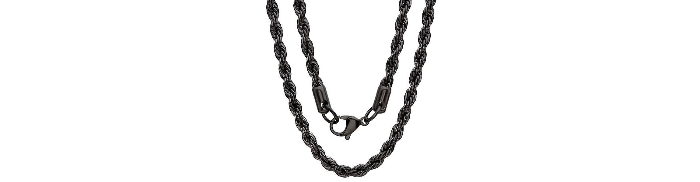 Mens stainless steel rope necklace
