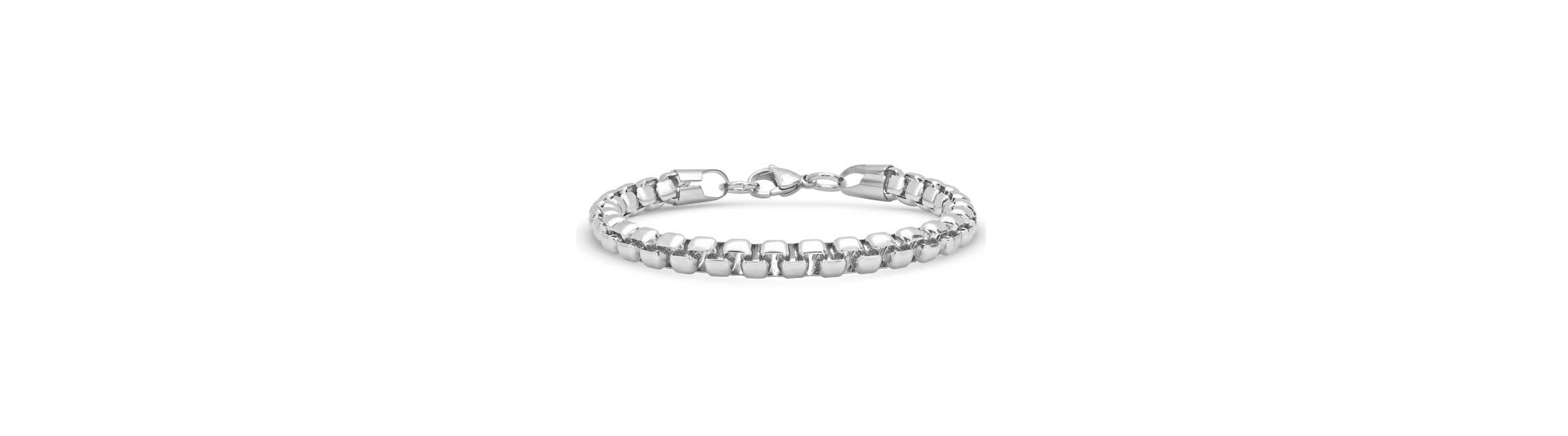 Mens stainless steel box chain id bracelet