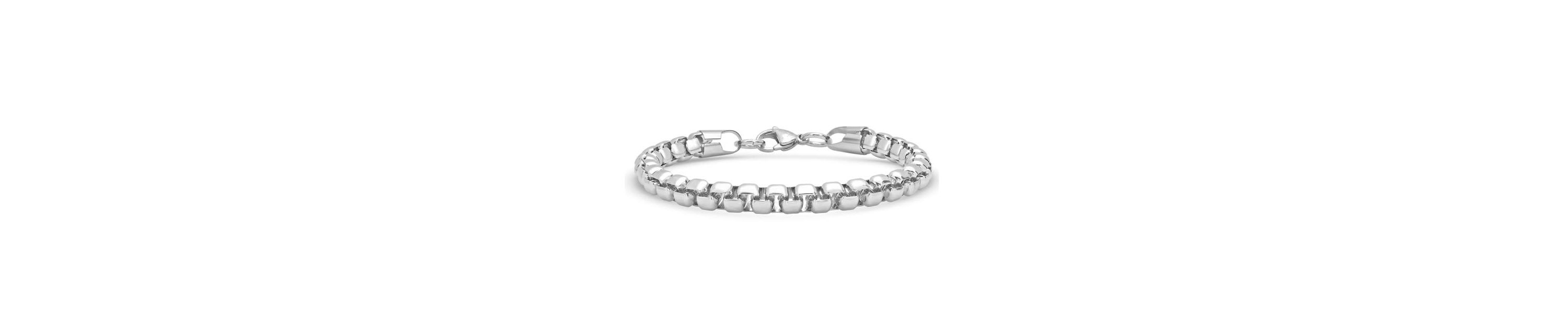 Mens stainless steel box chain id bracelet
