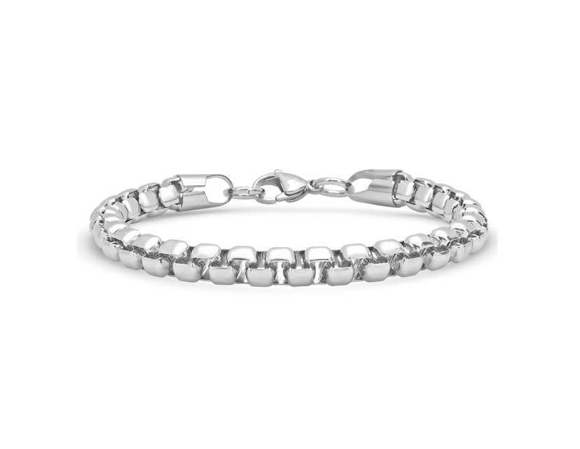 Mens stainless steel box chain id bracelet