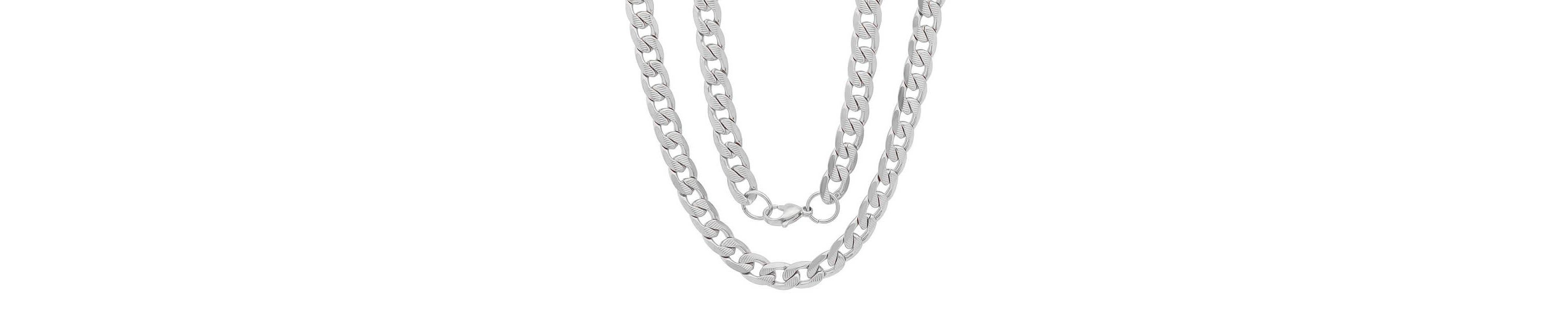 Mens 18k gold plated stainless steel accented cuban chain link necklace