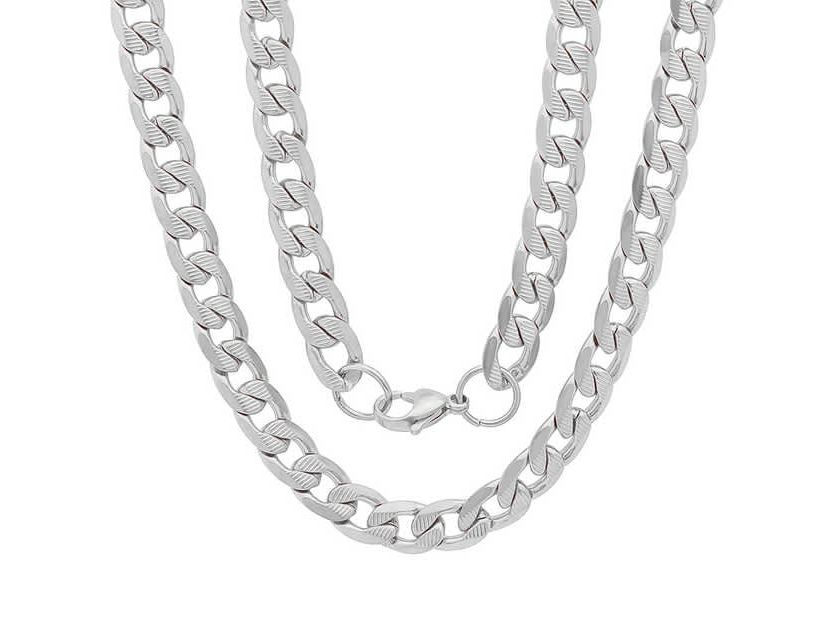 Mens 18k gold plated stainless steel accented cuban chain link necklace