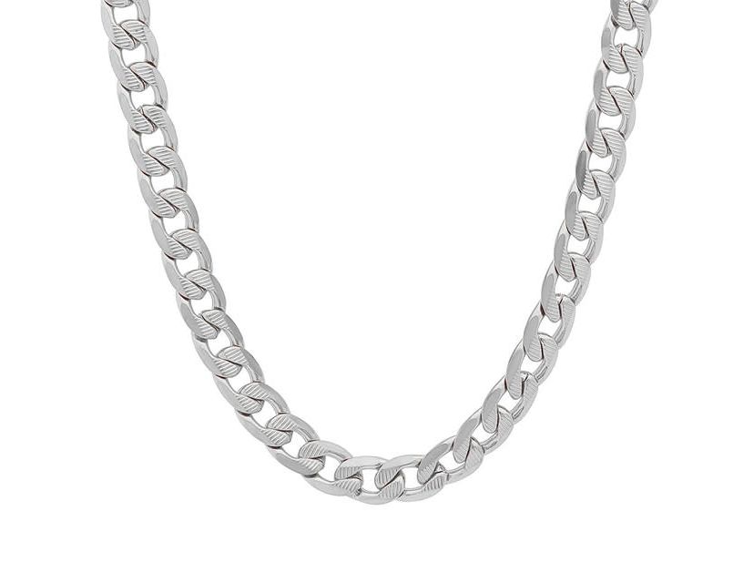 Mens 18k gold plated stainless steel accented cuban chain link necklace