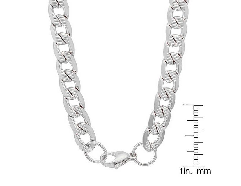 Mens 18k gold plated stainless steel accented cuban chain link necklace