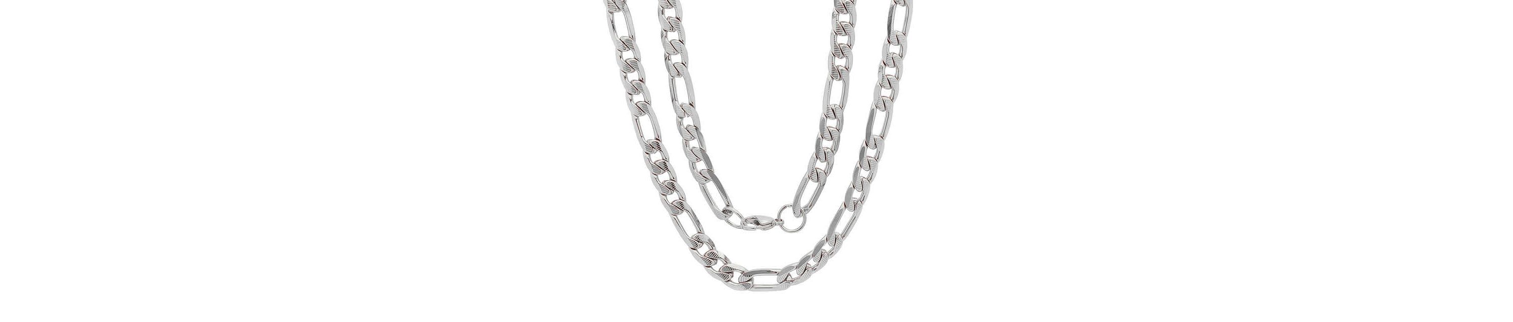 Mens stainless steel accented 8mm figaro chain link necklace