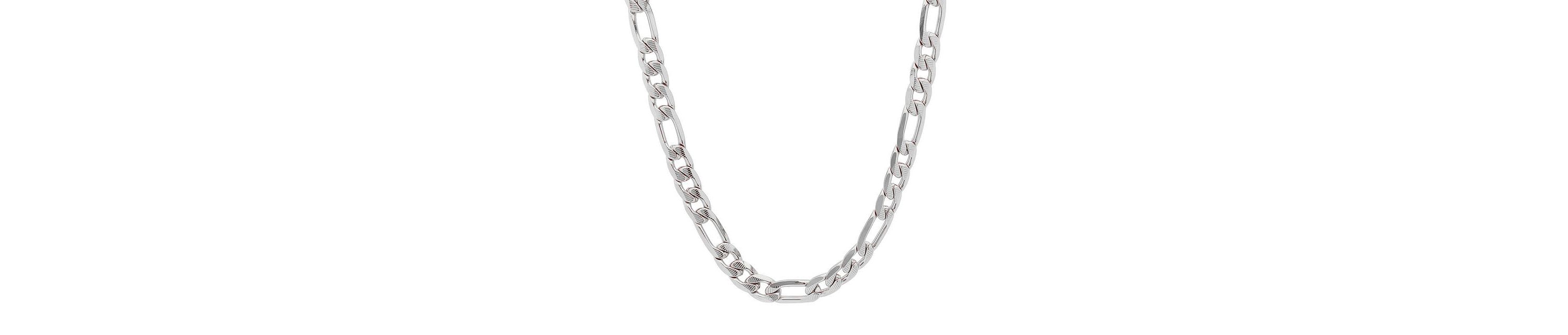 Mens stainless steel accented 8mm figaro chain link necklace