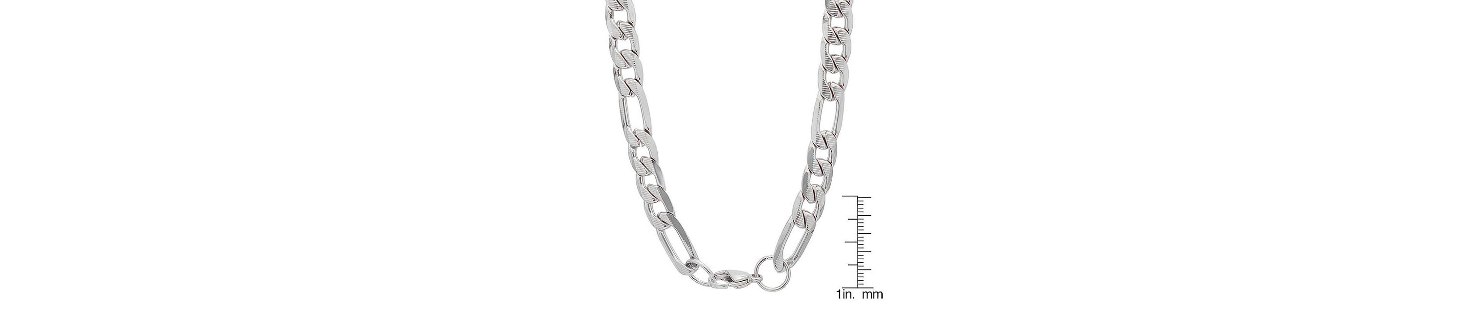 Mens stainless steel accented 8mm figaro chain link necklace