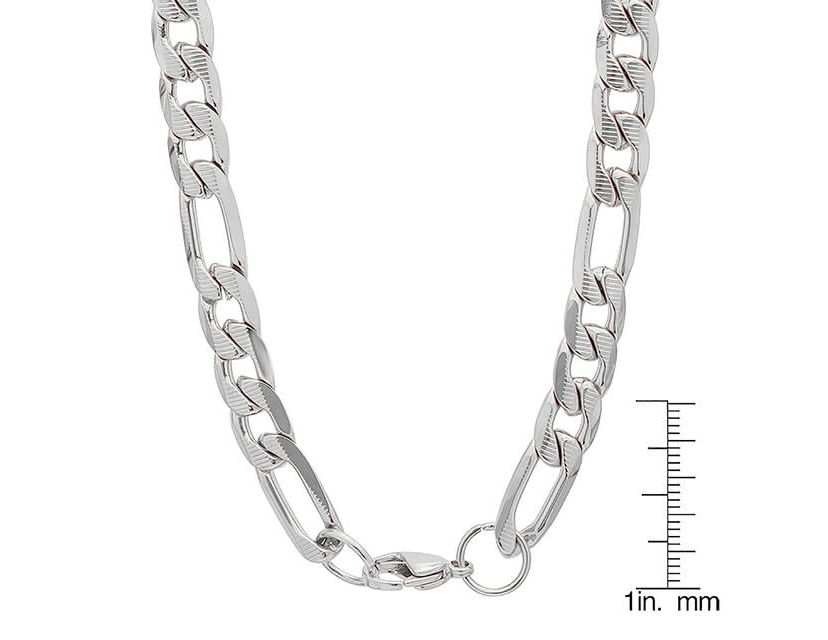 Mens stainless steel accented 8mm figaro chain link necklace