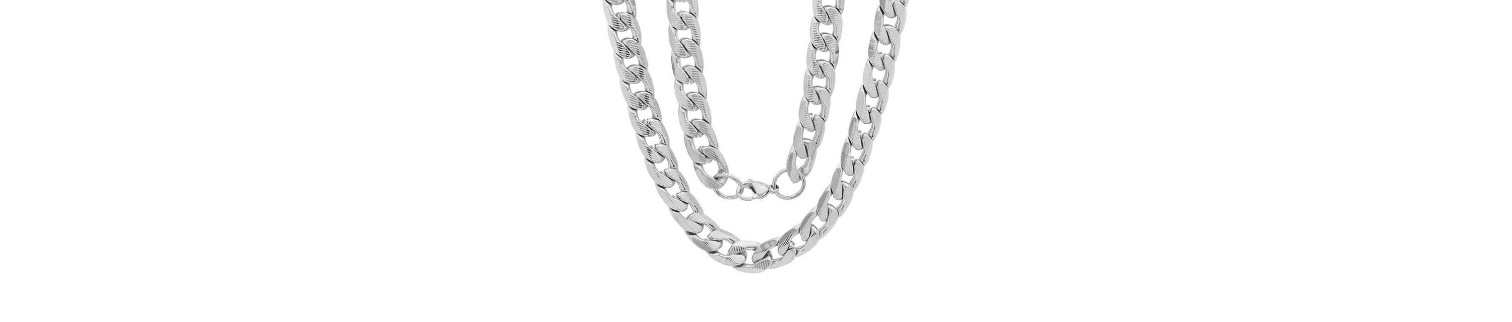 Mens stainless steel accented 10mm Cuban chain link necklace
