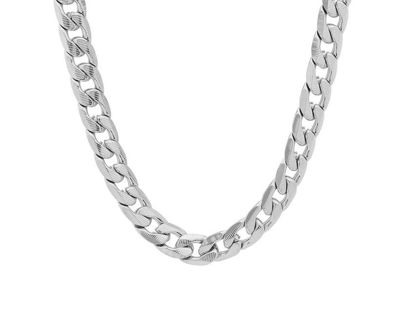 Mens stainless steel accented 10mm Cuban chain link necklace