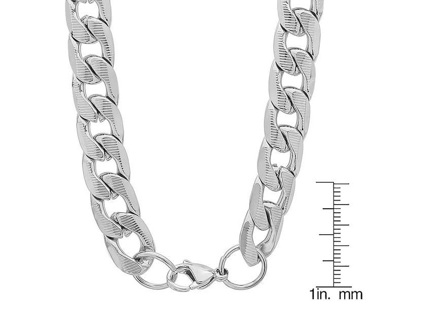 Mens stainless steel accented 10mm Cuban chain link necklace