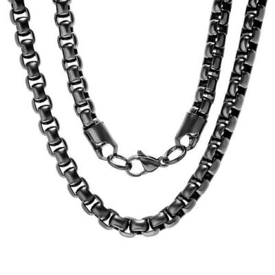 STEELTIME Men's 24" black ip box necklace chain