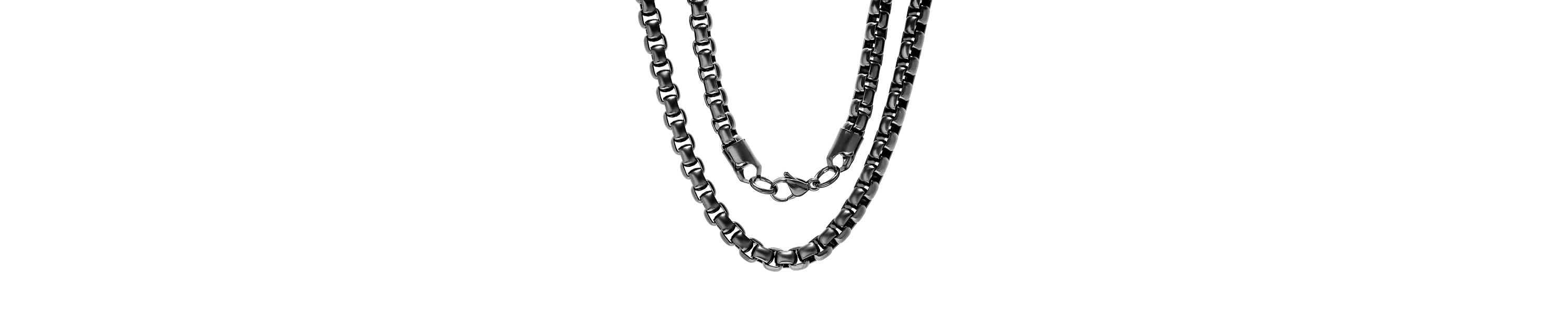 Mens round box stainless steel necklace