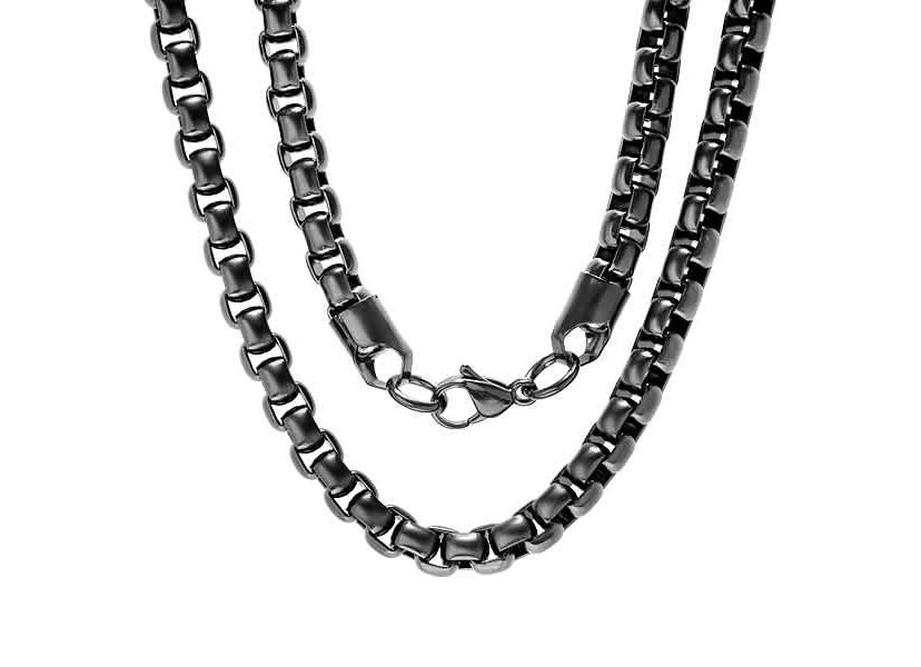 Mens round box stainless steel necklace