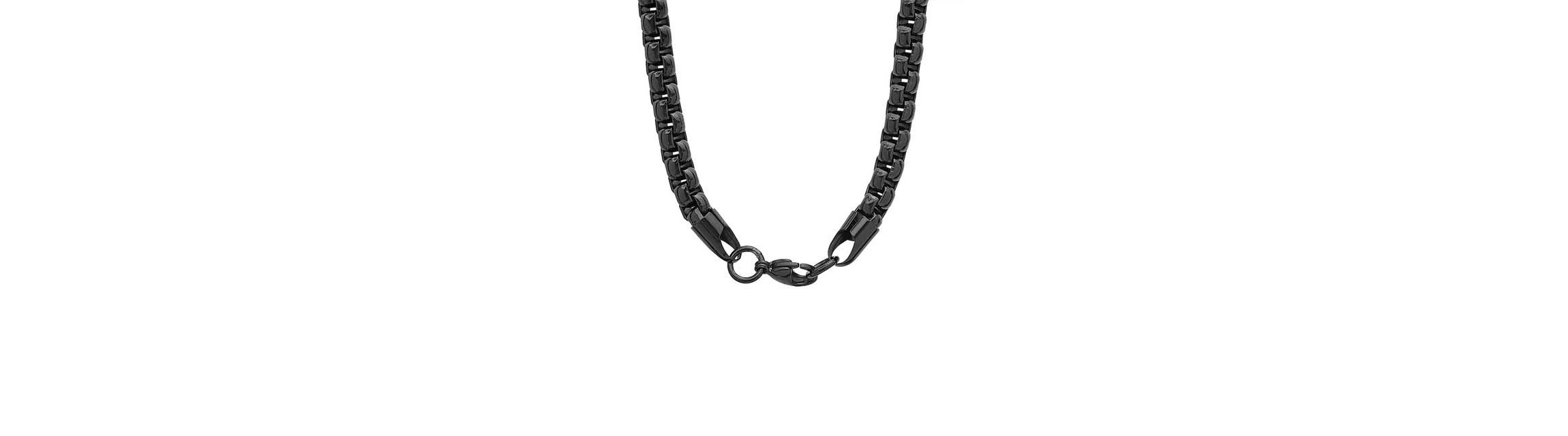 Mens round box stainless steel necklace