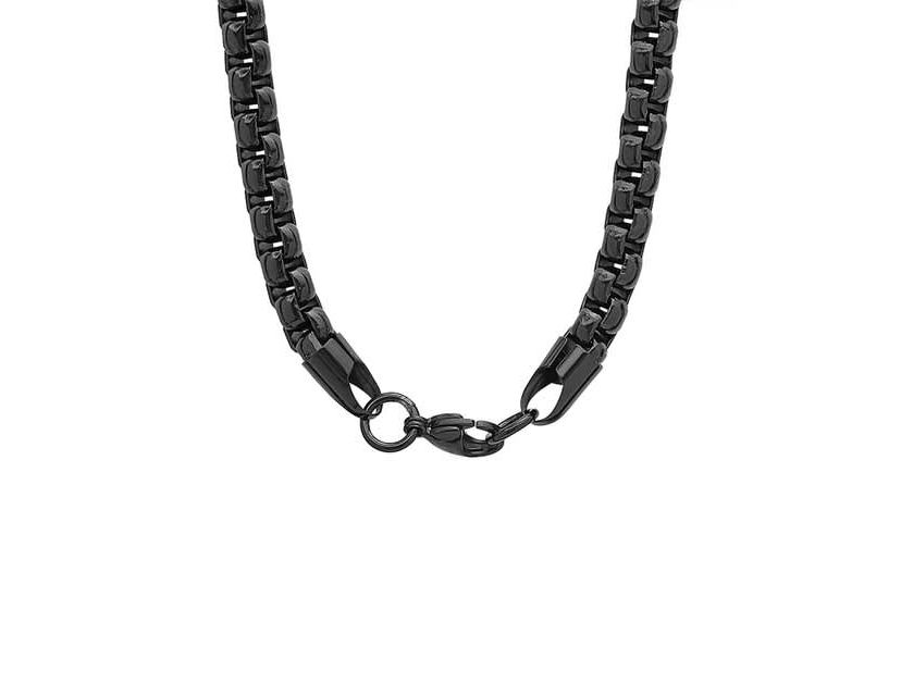 Mens round box stainless steel necklace