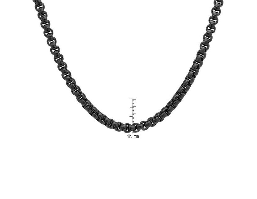 Mens round box stainless steel necklace