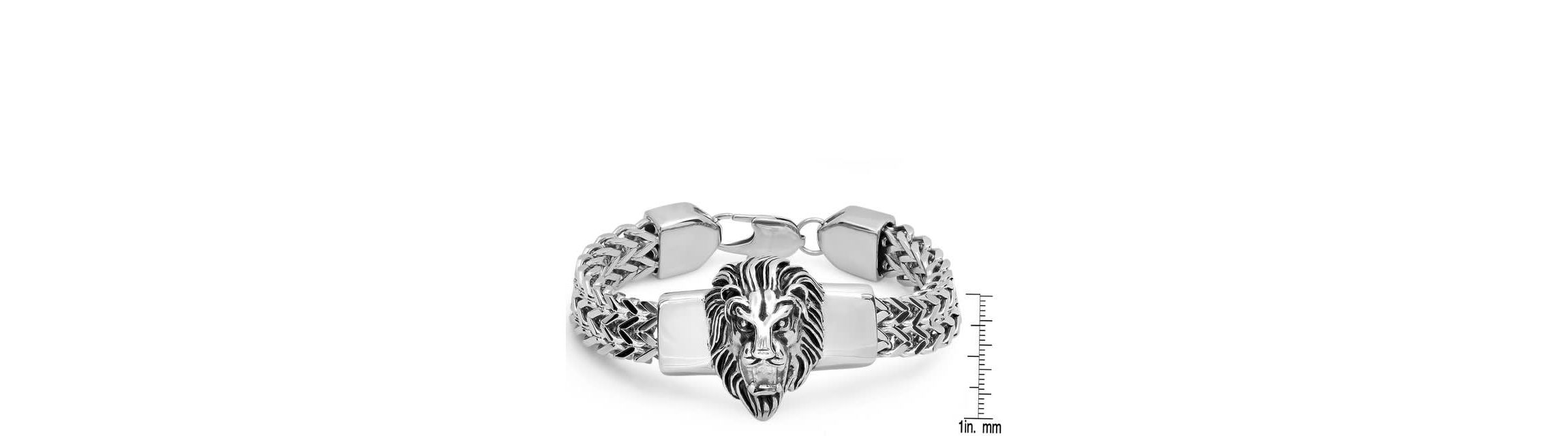 Mens 18k gold plated stainless steel lion head box chain bracelet
