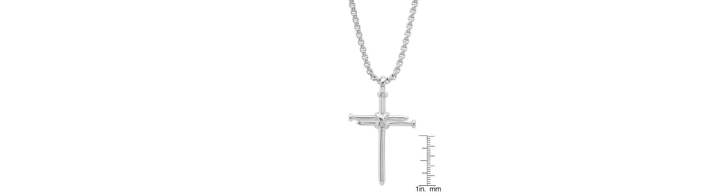 Mens 18k gold plated stainless steel nail cross pendant