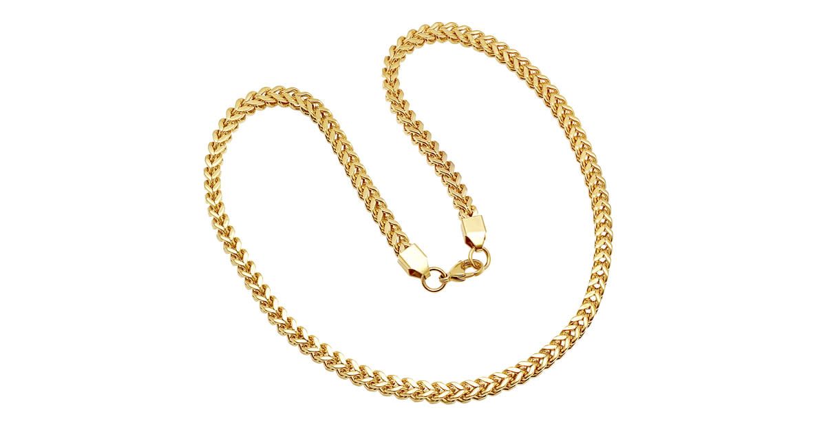 Mens 18kt gold plated stainless steel necklace