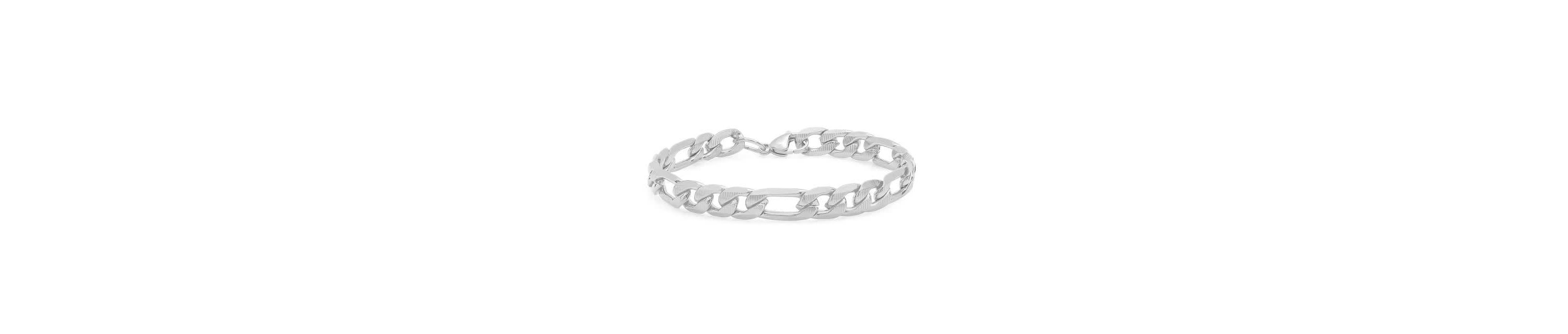 Mens 18k gold plated stainless steel accented figaro chain link bracelet