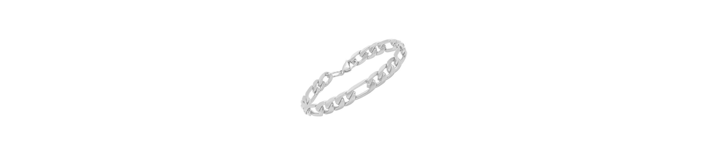 Mens 18k gold plated stainless steel accented figaro chain link bracelet