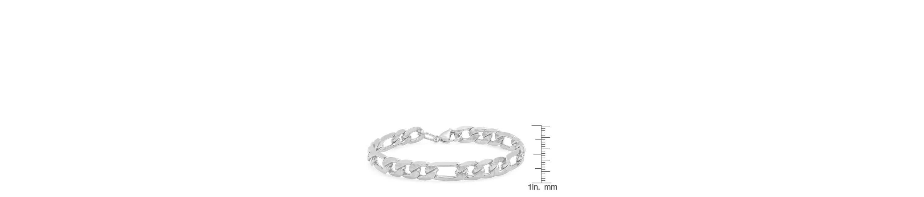 Mens 18k gold plated stainless steel accented figaro chain link bracelet