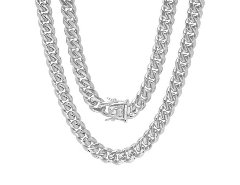 Mens stainless steel Miami Cuban chain with box clasp
