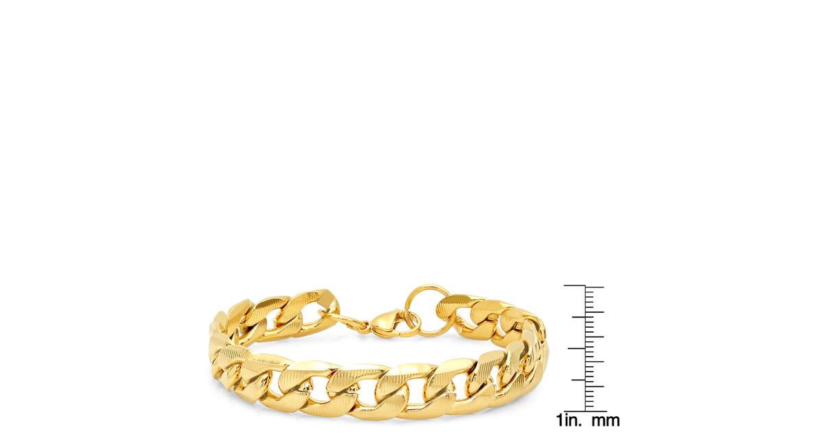 Mens stainless steel accented thick Cuban link chain bracelet