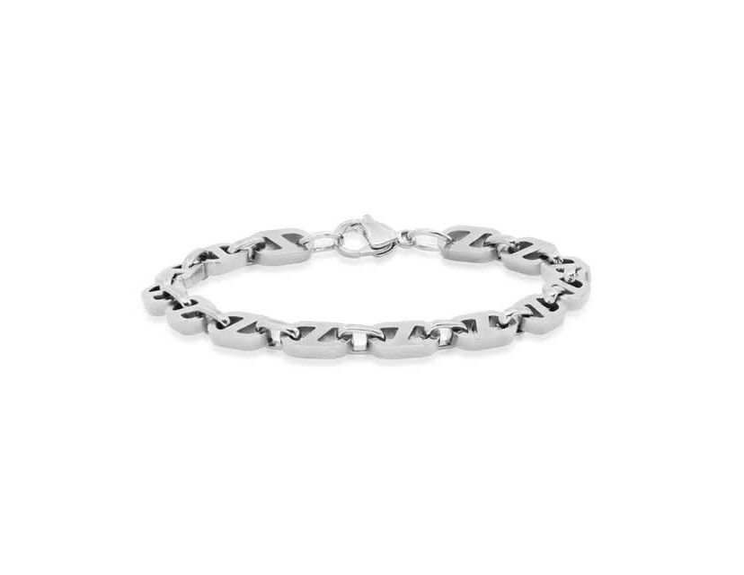 Mens 18k gold plated stainless steel mariner chain bracelet
