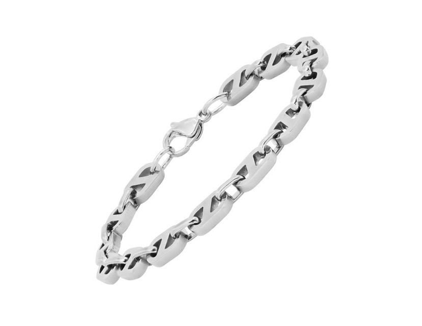 Mens 18k gold plated stainless steel mariner chain bracelet